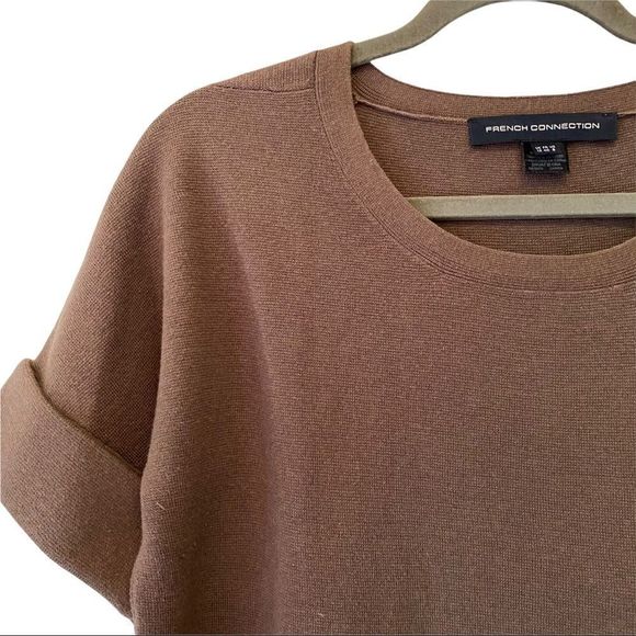 French connection cuffed short sleeve cotton/wool blend tunic sweater size 8 EUC - Picture 2 of 6